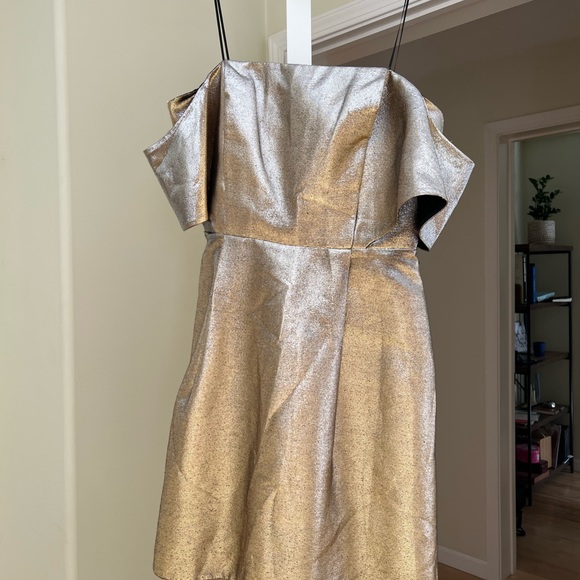 Sandro Metalic Gold Mini Dress - Picture 3 of 6